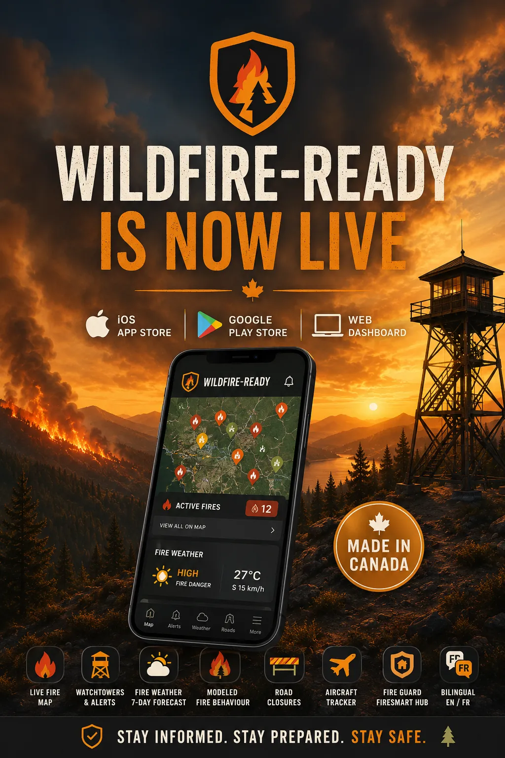 WildFire-Ready is now live on iOS, Android, and the web — download free, no ads, made in Canada